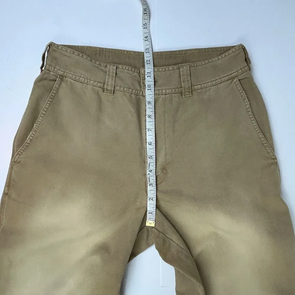 Free People Cleo Washed Chino Pants Straight Leg Tan Khaki Cargo Roll Cotton 4